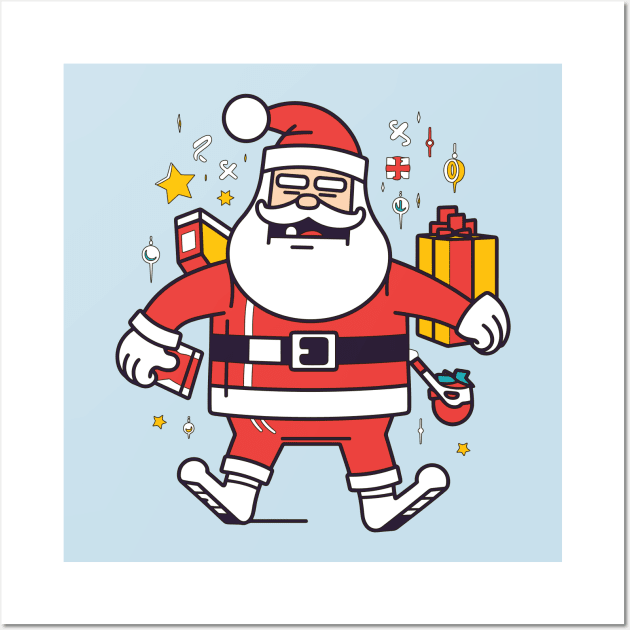 Drunk Pop Art Santa: A Colorful and Cheerful Christmas Illustration Wall Art by Abystoic